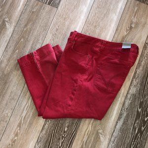 NWT! Sz 20 Lane Bryant Venezia Crop Jeans Capris in Red. Cute!!